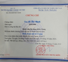 Chứng nhận phẩu thuật nội soi bụng