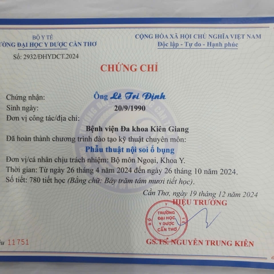 Chứng nhận phẩu thuật nội soi bụng
